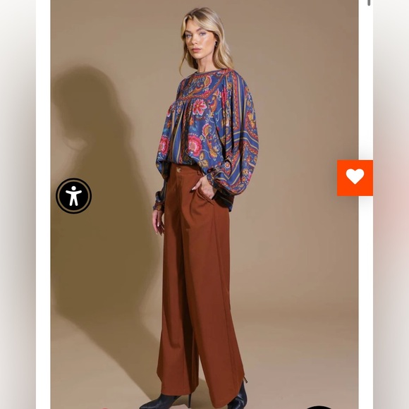 Flying Tomato Puff Sleeve Blouse in Blue and Pink - Picture 3 of 8